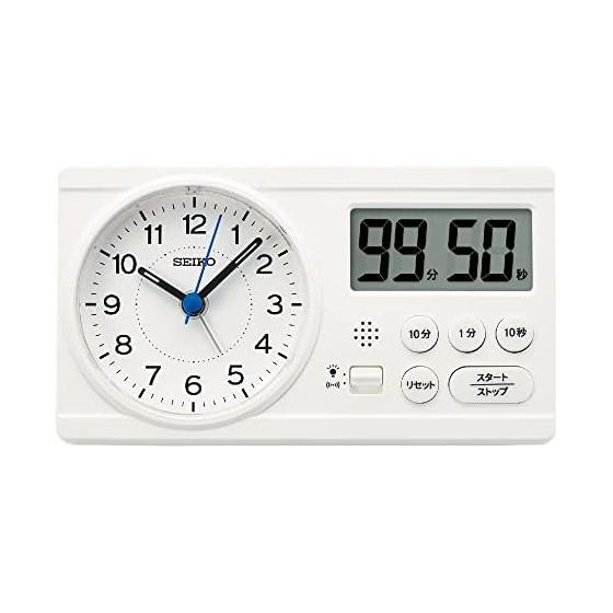 Seiko Clock Alarm Clock Table Clock Educational Hundred Square Calculation Hideo Kageyama Model Study Time White 60 x 160 x 88mm BC418W