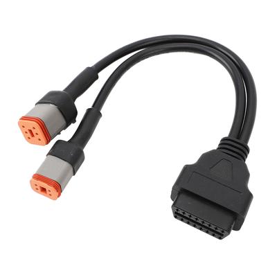 Cable Adaptador de Extensión Escáner de Diagnóstico Adaptador OBD 2 en 1 de 4 Pines 6 Pines a 16 Pines para Motocicleta