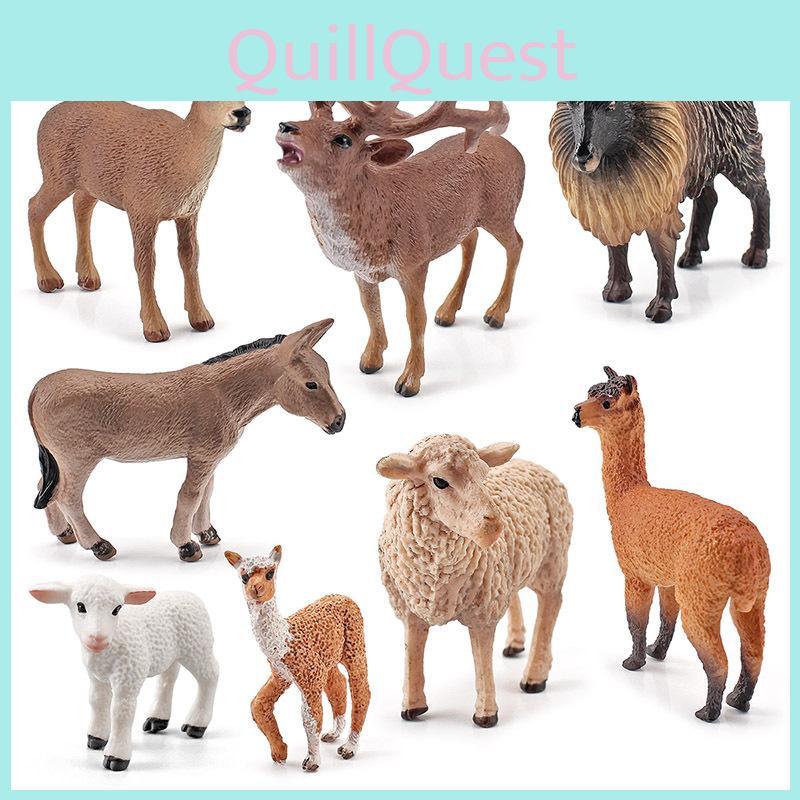 Donkey Alpaca Sheep Model Collection Pvc Figures For Home Decor And Educational Display
