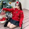 2026 Winter Women's Loose Round Neck Knit Pullover Sweater In Christmas Red