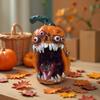 Halloween Resin Monster with Tongue Licking The Pumpkin Figurine - Scary Halloween Decoration - Creative Desktop Craftwork