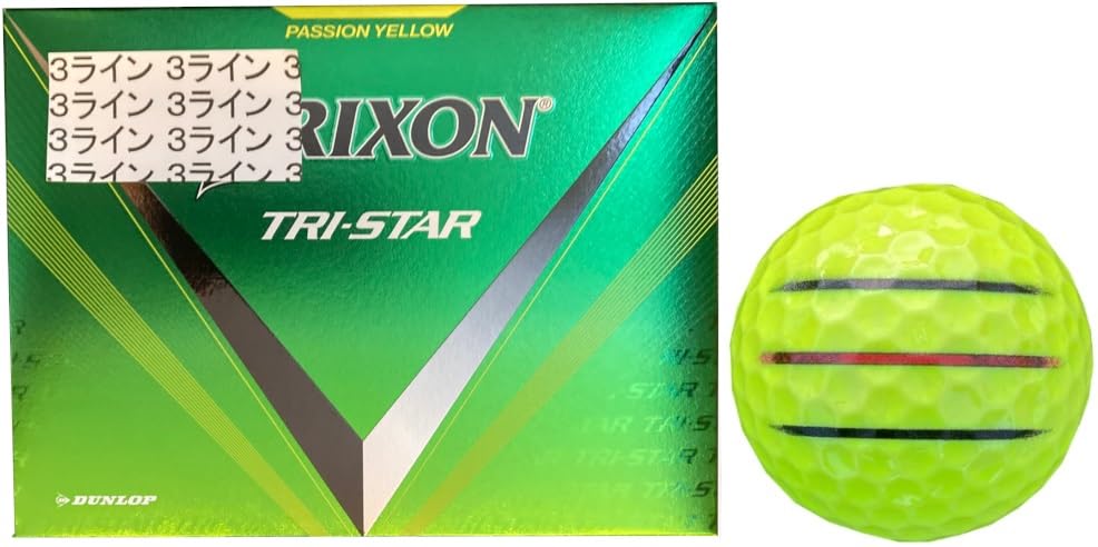 

Dunlop Srixon Golf 2024 Lined 1 3 [Happiraki_Golf Line] TRI-STAR Balls, Model, (Yellow, Dozen, Lines) белый