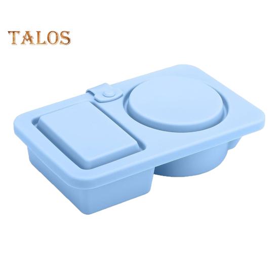 

Контейнеры для закусок с крышками, 2-секционный силиконовый контейнер для соуса, не содержащий бисфенол-А, герметичная коробка для приправ для обеда синий