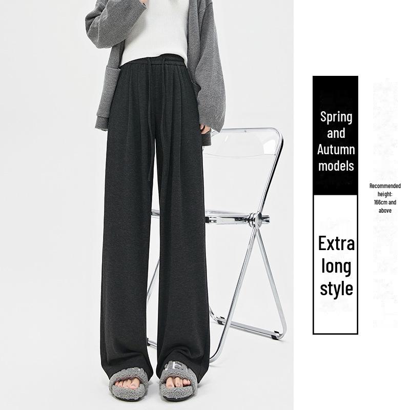 

Gray Wide-Leg Narrow Version Women s Pants - 2025 Spring/Autumn Casual Straight-Leg Style Extra Large