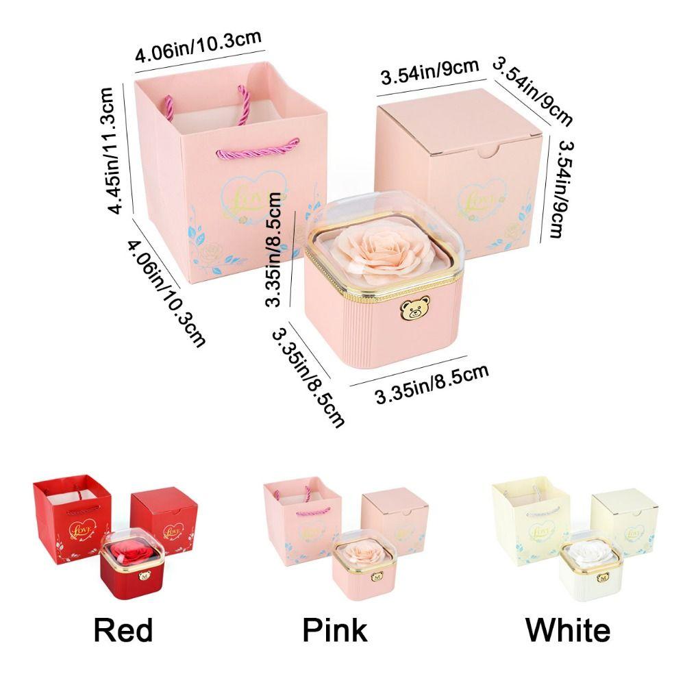 Cute Rotating Rose Box Romantic Surprise Jewelry Storage Box Necklace Storage Case  Mother's Day