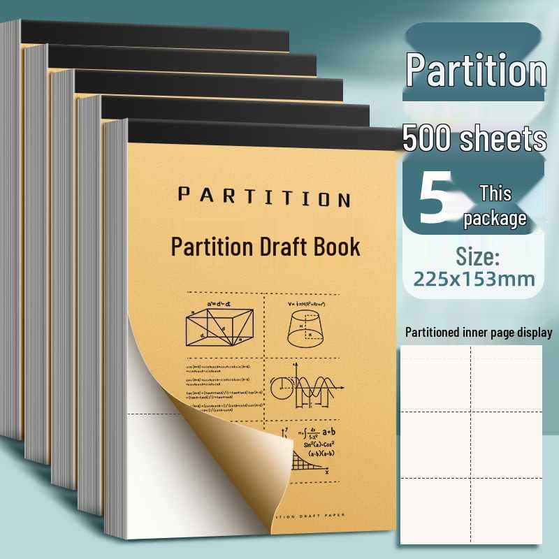 Thickened Draft Paper Book for Junior High and High School Students with Sections