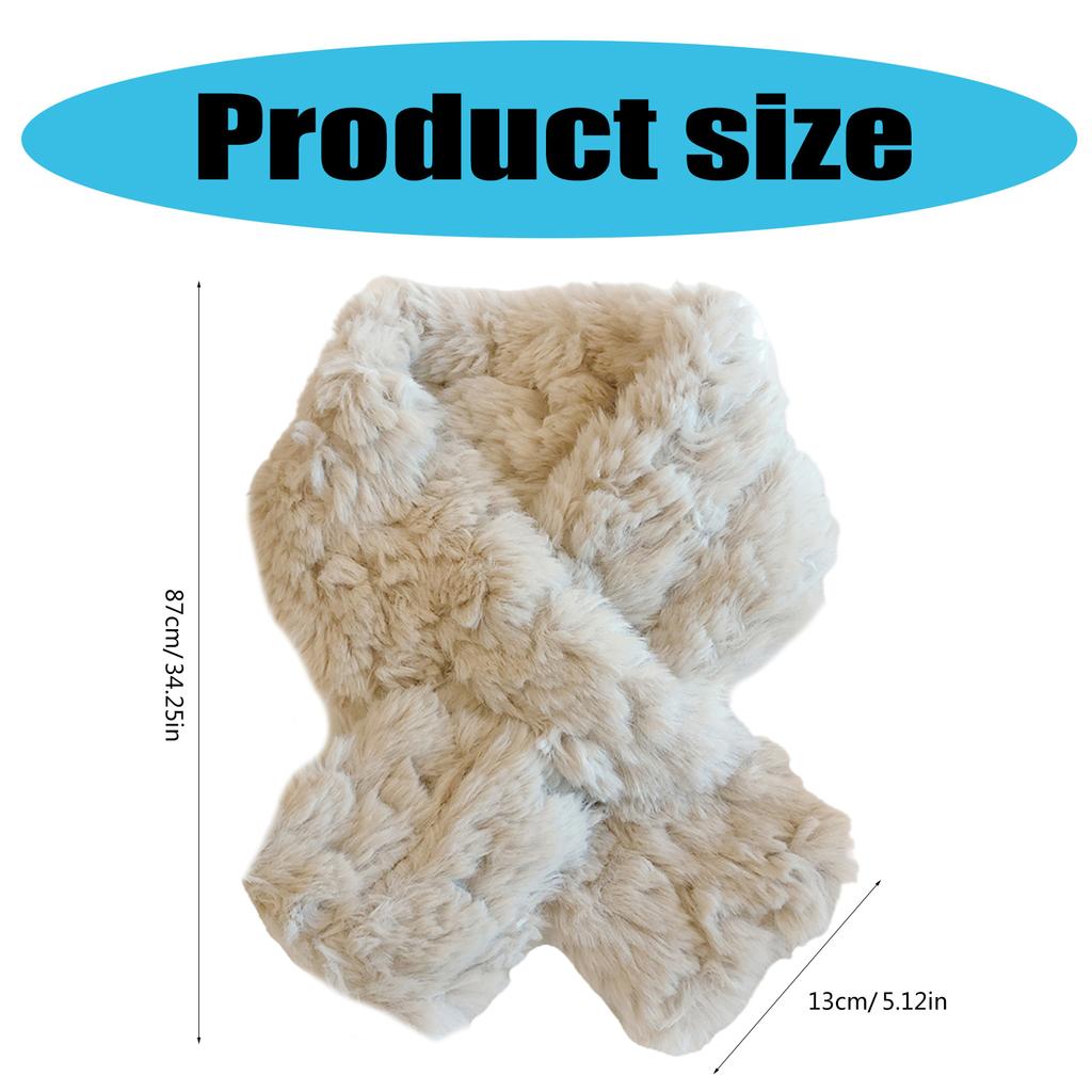 Crossed Scarf Winter Warm Furry Faux Furs Neckerchief Double Side Neck Gaiter Stylish Neck Scarf for Adult Women Student