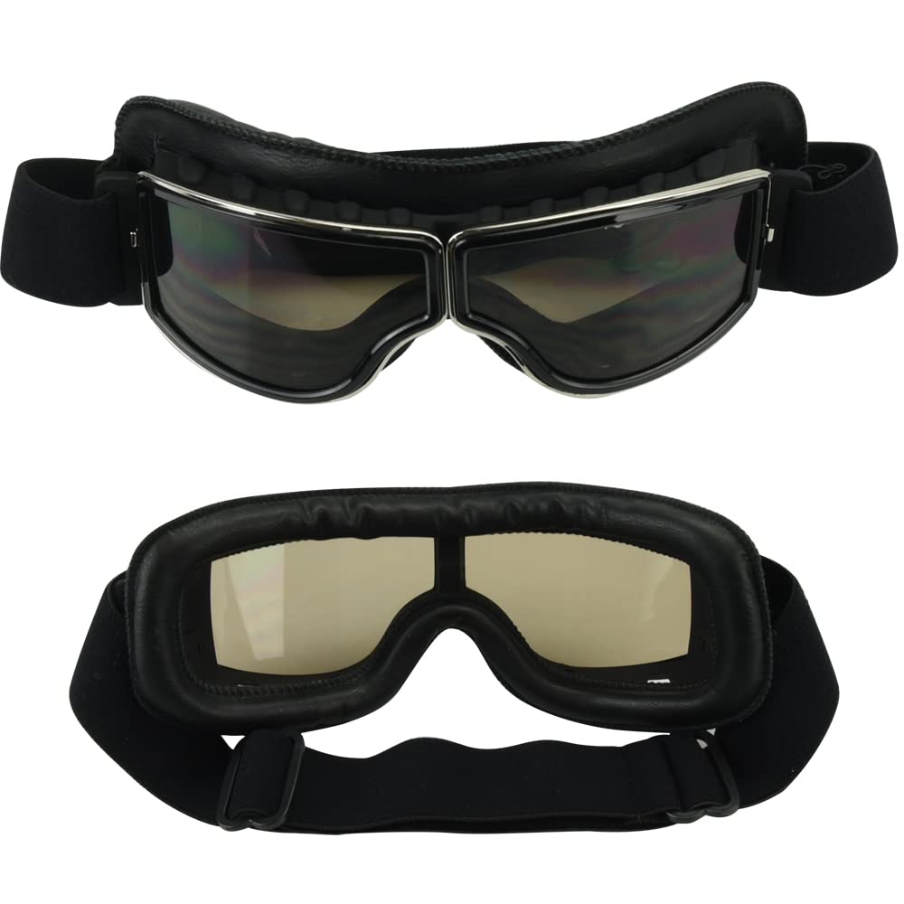 Motorcycle Goggles Motorcycle Goggles Windproof Protective Glasses Classic (Black Frame+Brown Lens)