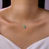 Round Aqua Blue Moissanite Pendant Necklace Silver Invisible Wire Minimalist Style Daily Necklace