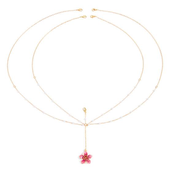 Waist Chain, Adjustable Sexy Style, with Oil-Dropping Flower Sun Pendants Belly Chain, for Women Beach Bikini Party