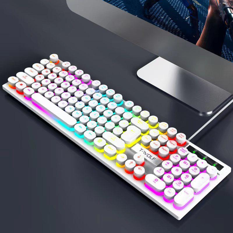 T-WOLF T80 Backlit Wired Gaming Keyboard – Silent Feel for PC & Laptop.