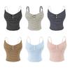 Korean Spicy Girl Striped Camisole: Spring/Summer Slimming Sleeveless Top with Chest Pads in Cotton