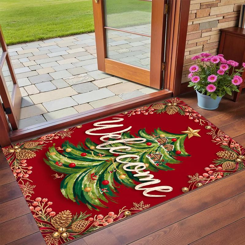 Christmas Printed Square Area Rug Soft Non Slip Floor Carpet For Bedroom Holiday Gift