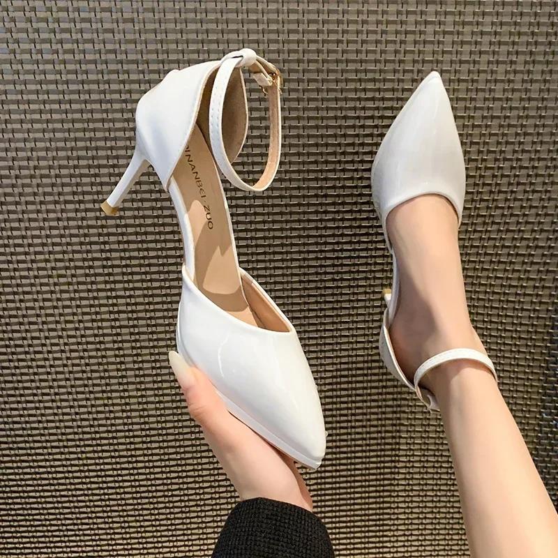 High Heels 2025 New Pointed Buckle Fashion Stiletto Sandals Outdoor Formal High Heels Women's Plus Size Banquet Party