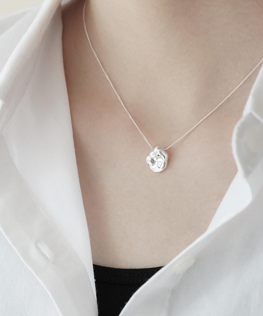 Alleun Silver 925 Asymmetrical Natural Pendant Chain Necklace
