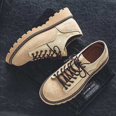 2024 Italian Brand Fashionable New Men's Work Shoes Retro Yellow Thick Soled Lace Up Men's Oxford Shoes Outdoor Hiking Shoes