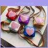 Chic Korean Style Kids Bag With Shiny Pu Leather And Colorful Rainbow Strap For Boys And Girls