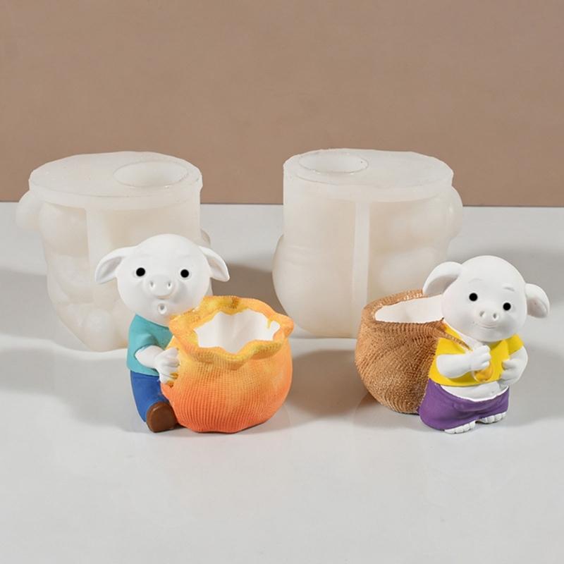 Food Safe Silicone Pig Carrying Sacks Mould Handmade Candle Crafting Tool Irregular Shape