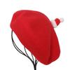 Women's Bright Red Wool Beret - Adult Winter Christmas Hat