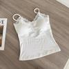 Elegant White V-Neck Lace Camisole with Chest Pad for Women