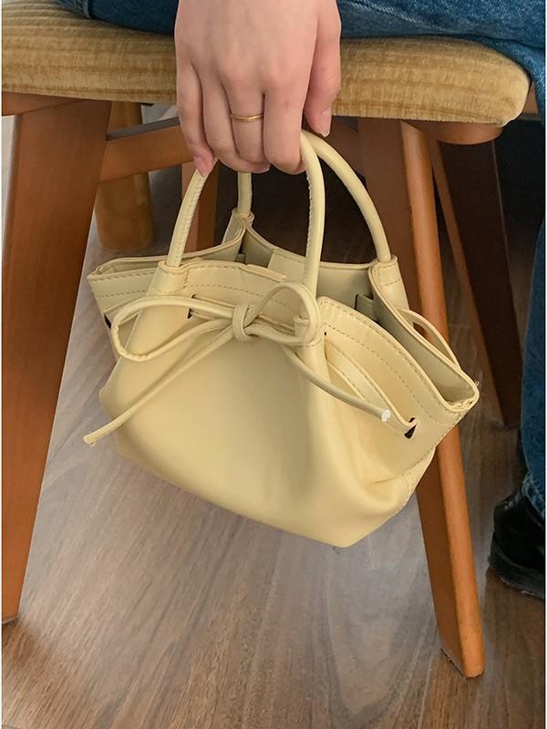 Korean Niche Portable Vegetable Basket Bag Women'S Spring Fashion Bucket Bag Bow Messenger Bag
