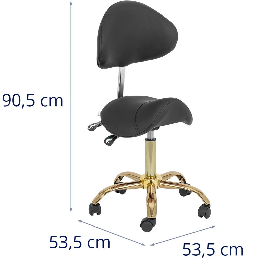 Mannheim Black And Gold Saddle Cosmetic Chair With Adjustable Backrest