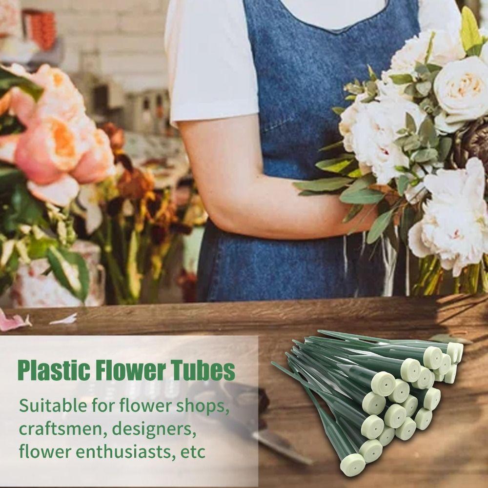 25pcs Plastic Planting Tube Water Containers Pole Multi-purpose Lengthened Nutrient Tube Bouquet Storage Holder
