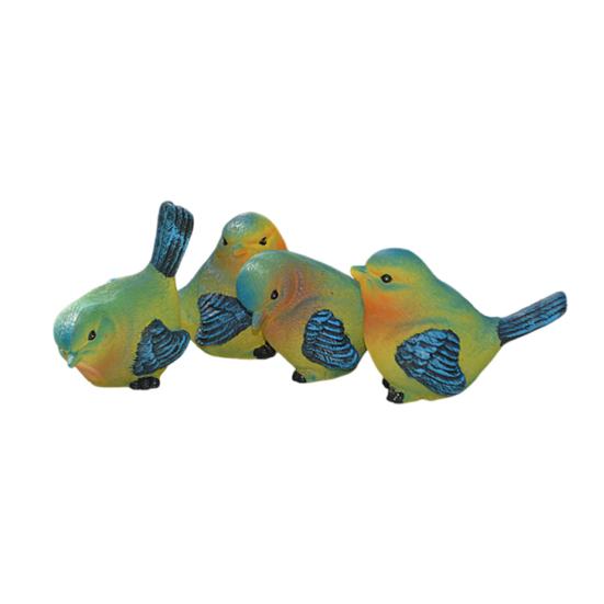 4PCS Bird Ornaments, Resin Waterproof Sunproof Bird Figurines, Simulation Texture Sculpture for Balcony Flower Pots Courtyard