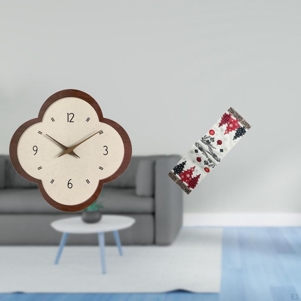 Elegant Seasonal Wall Clock Table Runner Decorative Home Decor Silent Christmas Tree Tablecloth for
