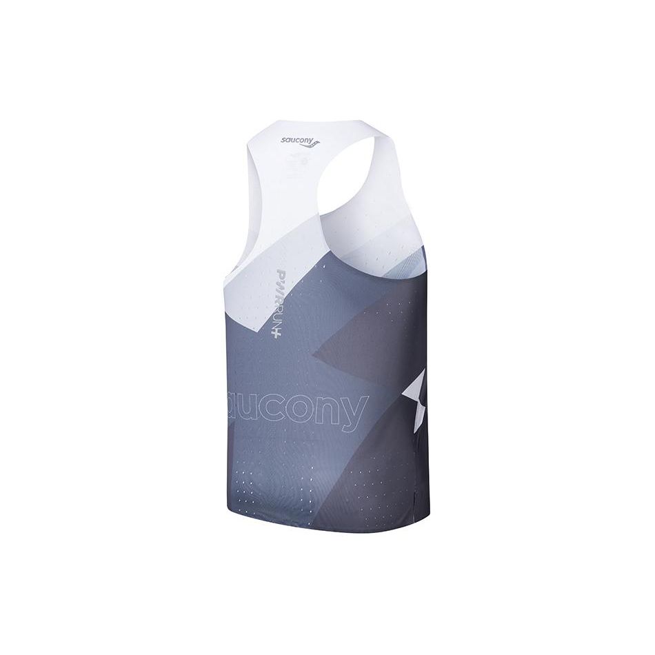 Saucony SS24 Logo Color Block Moisture-Wicking Lightweight Breathable Crew Neck Running Tank Top Men Tops White Black Gray SC2249038A-PR38