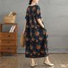 Dimanaf Vestido vintage de talla grande de verano 2025 para mujer, vestido informal, holgado, básico, con estampado floral, vestido largo
