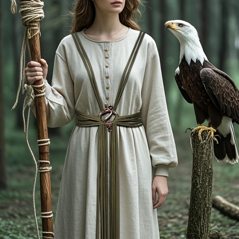 Medieval Extra Long Rope Belt Vikinges Trolles Crosses Rope Belt Norses Witch Waist Belt Long Rope Rings Knotted Belt