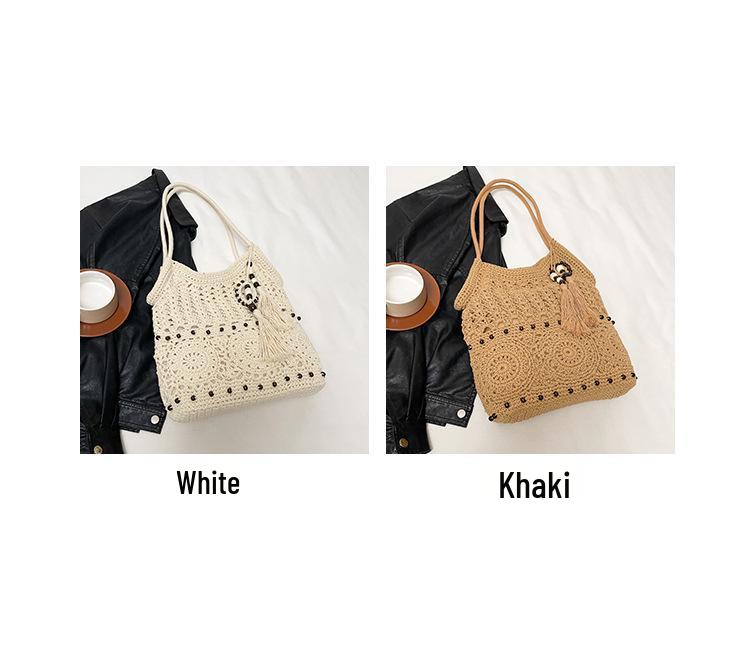 Women's Large Capacity Straw Woven One-Shoulder Crossbody Tote Bag - Versatile, Fashionable, Summer Commute Essential