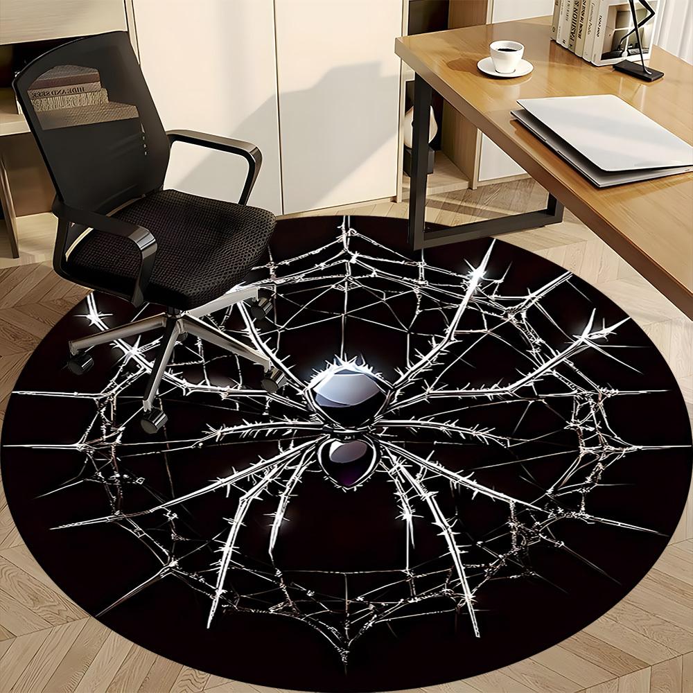 1PC Spider Web Office Round Rug, Non slip, Soft and Durable Office Rug for Interior Decoration, Perfect for Office