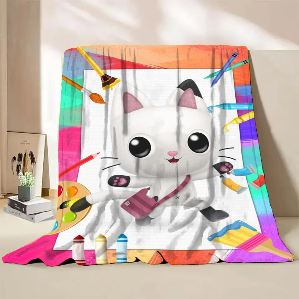 Gabbys Dollhouse Flannel Fluffy Fleece Blanket for Home Bedroom Bed Sofa Office Children Cover Adult Soft Blanket Kids Cute Gift