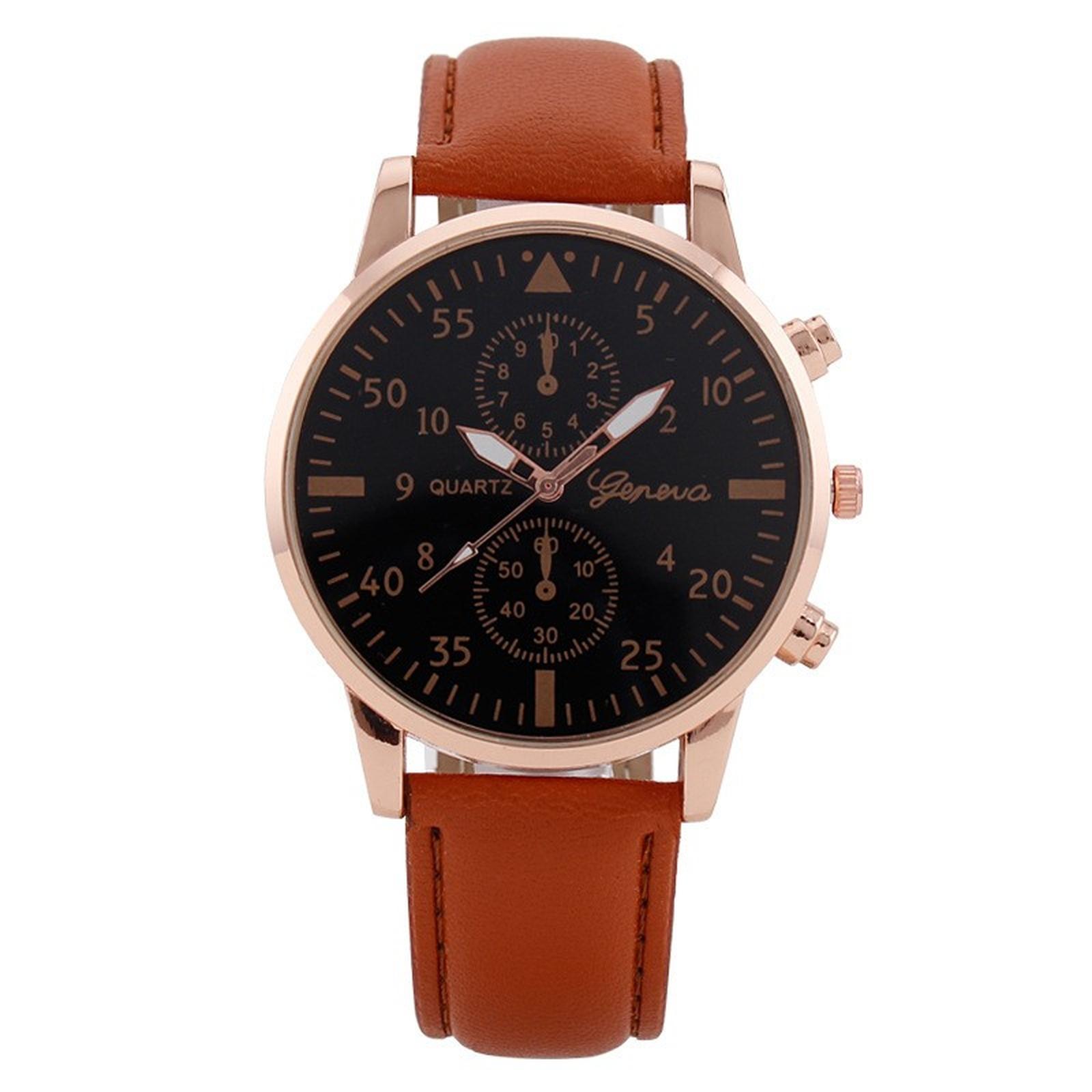 

Мужские кожаные деловые модные часы с ремешком для подарков One Size