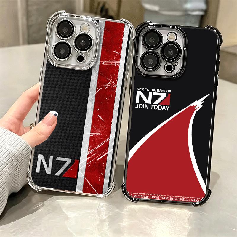 N7 Mass Effect Soft Phone Case For iPhone 15 16 17 Air 14 Pro Max 16E Plus 13 12 Mini Plating Anti-Fall Fundas