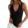 Ärmelloses Rippstrick V-Ausschnitt Tanktop für Damen Weicher Leichter Pullover Lässiges Basic Eng anliegendes Hemd für den täglichen Gebrauch