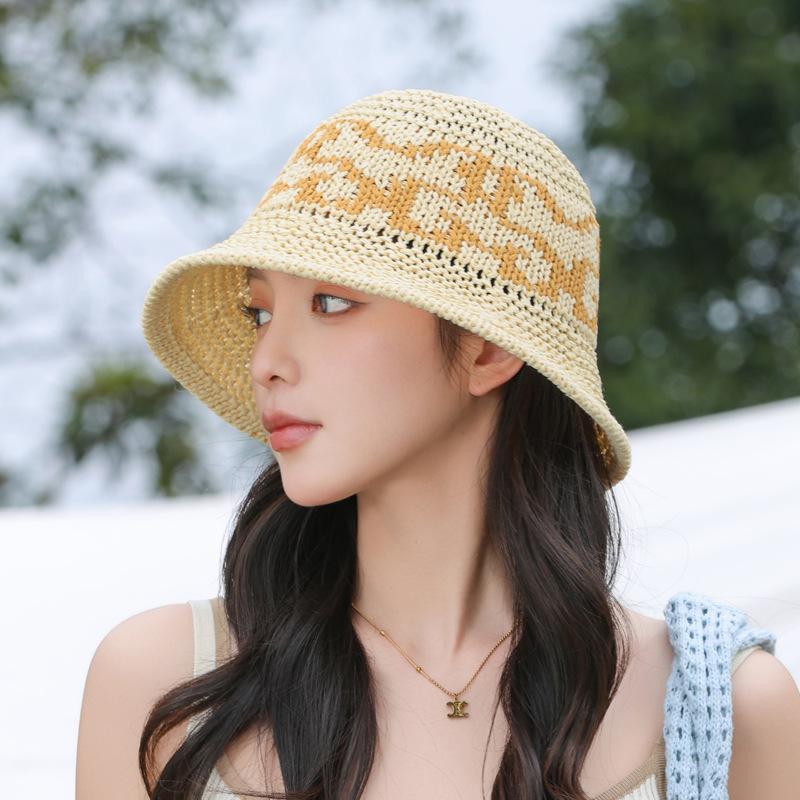 Spring and Autumn Hollow Hat Women's Fashion Versatile Sunscreen Hat Show Face Small Sun Hat Outdoor Travel Bucket Hat