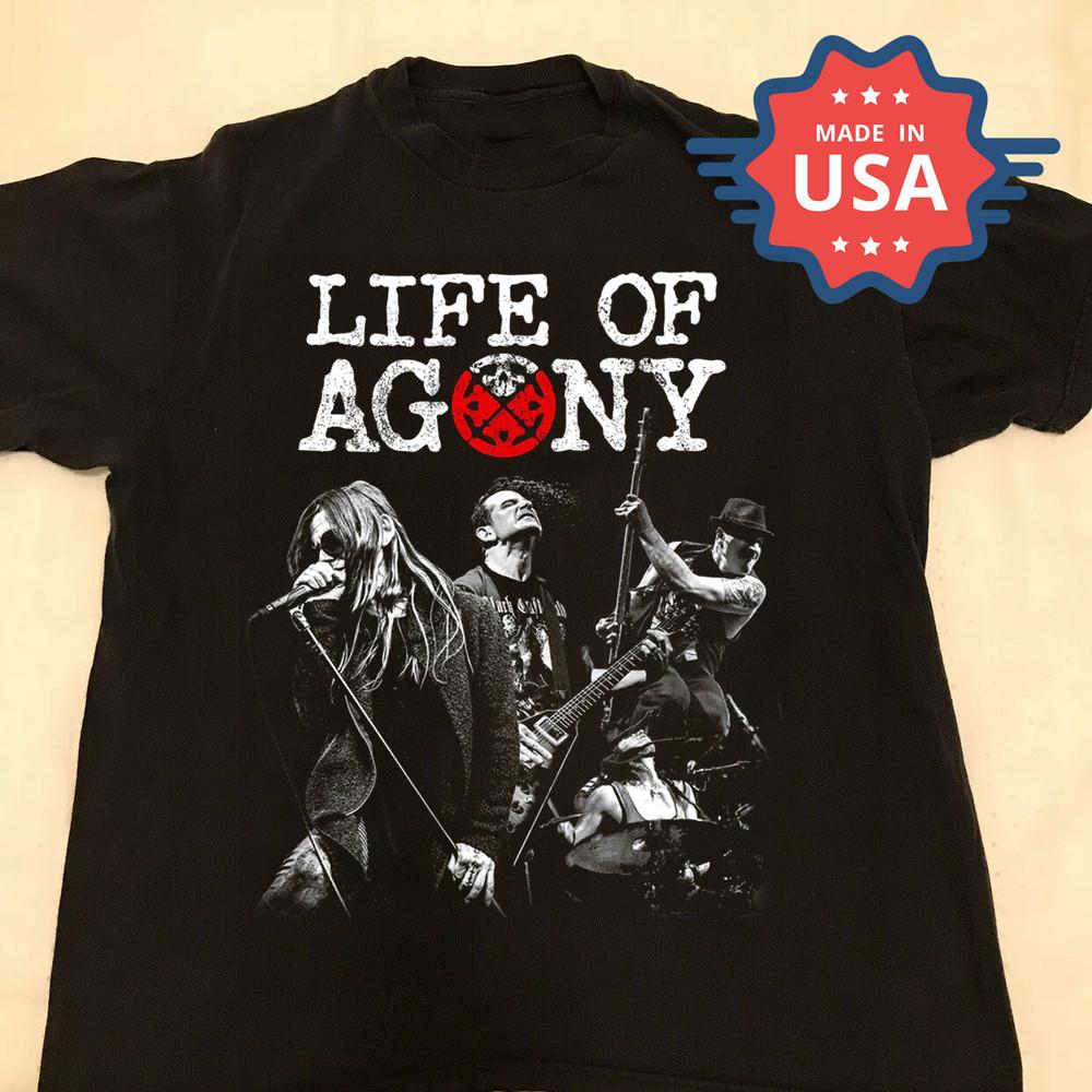 Винтажная черная футболка группы LIFE OF AGONY Унисекс Концертная S-5XL DO535 Унисекс Футболка XXXL