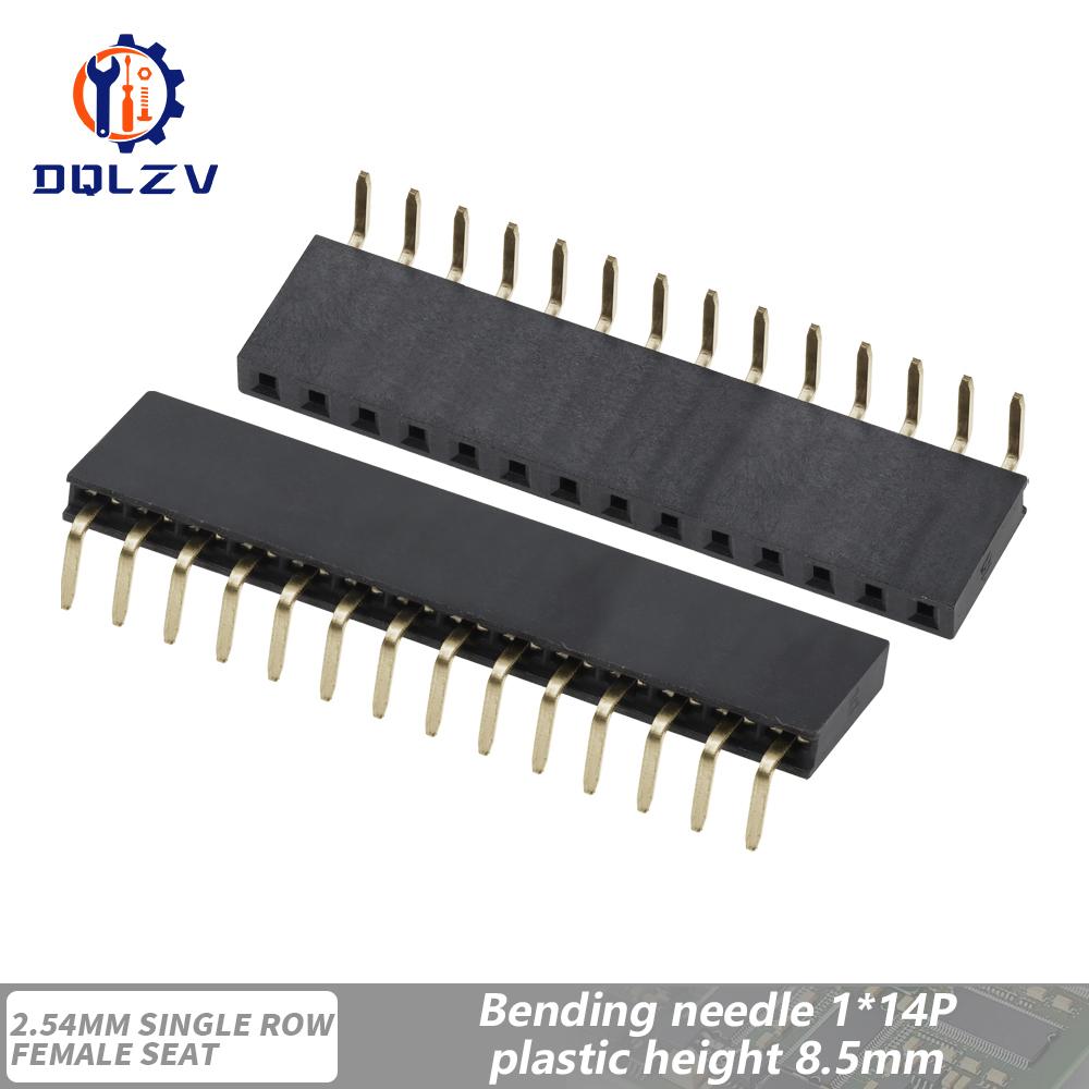 2.54mm Single Row Female Right Angle Pin Header Socket 1*2/3/4/5/6/7/8/9/10/20/40Pin Connector For Arduino