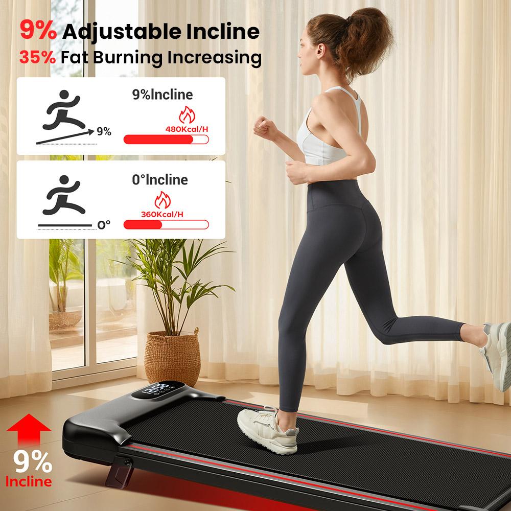 ROBORE S17 Walking Pad Laufband 8km/h, Neigbar 9%, mit Dreifacher Dämpfung und 2,5 PS Leisem Motor, 136kg Maximale Belastung