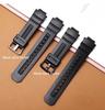 [syzynicy] Replacement Rubber PU Bracelet Silicone Watch Strap for AW-591/590/5230/282B, AWG-M100/101, and G-7700/7710 (Black Buckle)