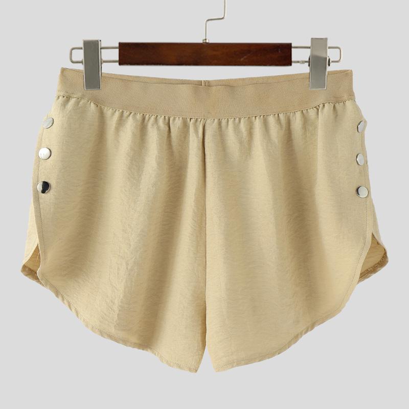 

INCERUN Мужские Женские Эластичная Талия Боковые Разрезы Пуговицы Спорт Повседневные Горячие Шорты L хаки