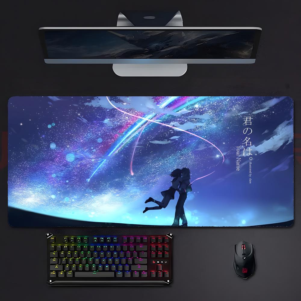 Sweet Romantic Anime Yyour Name Mouse Pad Large Gaming Mousepad With Stitched Edges Thickened Desk Mat Pc