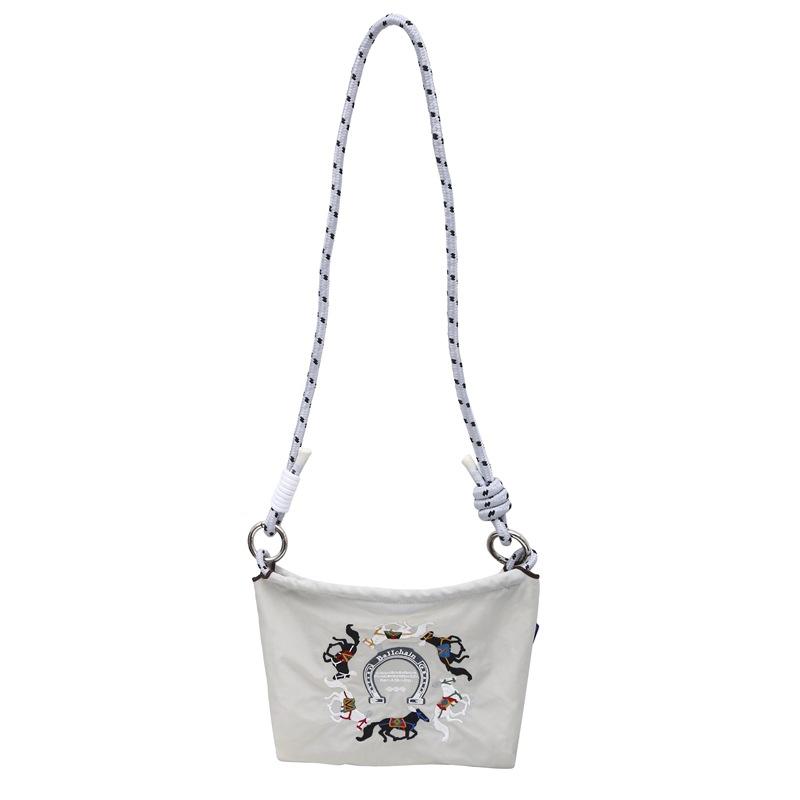 Embroidered Ins Bucket Small Cloth Bag Women's 2025 New Simple Contrast Color for Walking One-shoulder Crossbody Mobile Phone Bag
