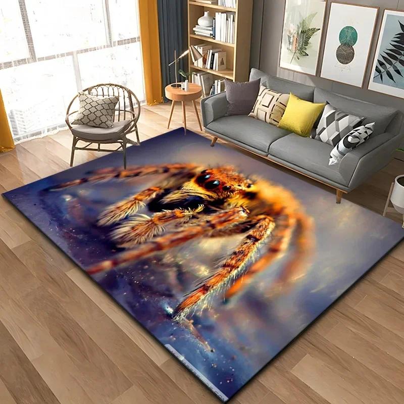 3D Spinne Krabbeln Tier Teppich Halloween Horror Matte Süßes oder Saures Teppiche Teenager Schlafzimmer Bodenmatte Festival Heimdeko Fußmatte