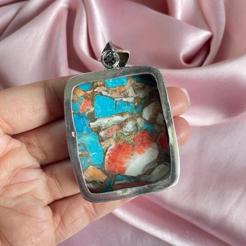 Kolczasty wisiorek ostryga z srebrnym łańcuszkiem naszyjnik prezent 925 srebrny wisiorek