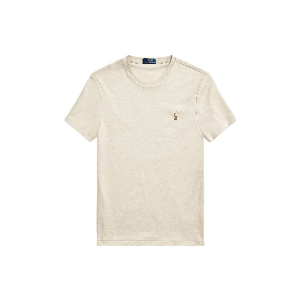 Polo Ralph Lauren SS22 Solid Color Crew Neck Slim Fit Short Sleeve T-Shirt Men Tops Beige MNPOTSH1N820463-270
