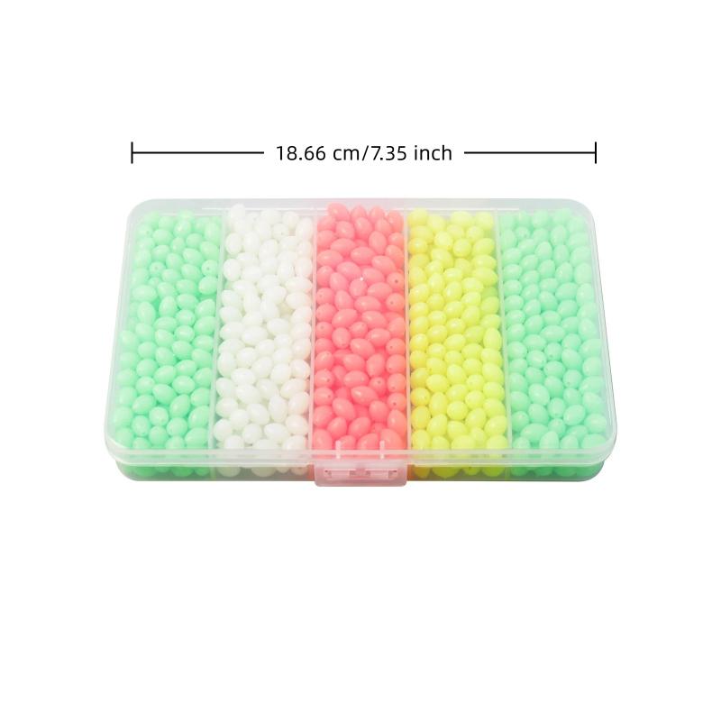 1000 szt. Luminous Fishing Space Beans Pudełko Okrągłe Kulkki Pływające Glow-In-The-Dark Stopery Koraliki do Przyponów Akcesoria do Wędkowania